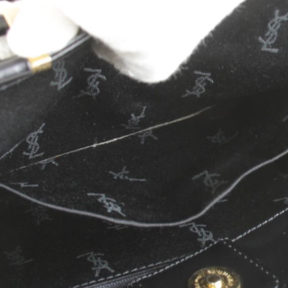 Yves Saint Laurent Vintage Logo Gold Hardware Bag Handbag Leather Black - Picture 7 of 10